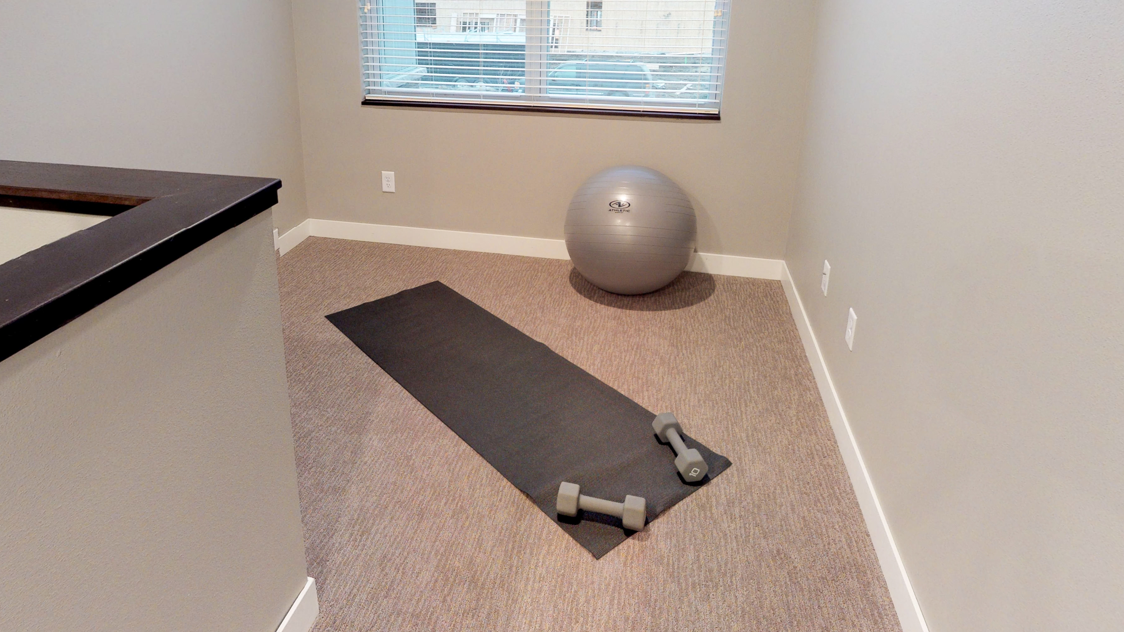 apartment exercises, yoga mat